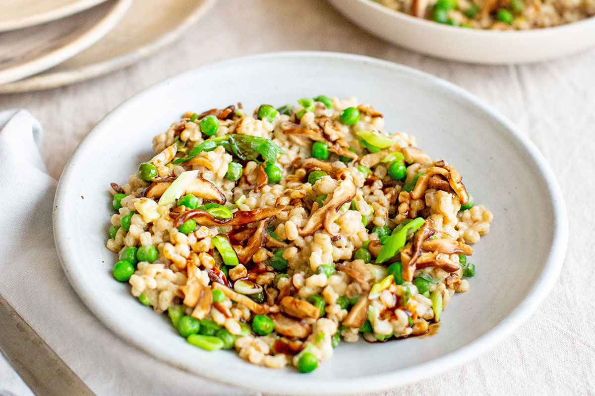 Barley Risotto with Shiitake and Sweet White Miso