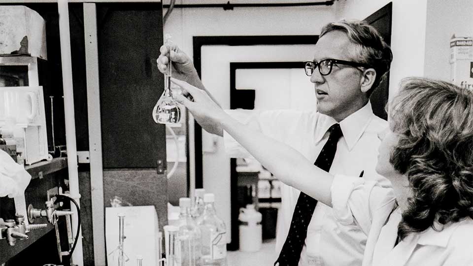 T. Colin Campbell, PhD working in a lab